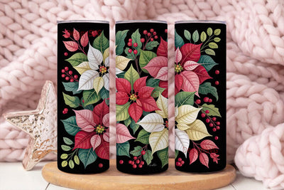 Christmas Poinsettia 20oz Tumbler Wrap Sublimation DesignSVG 