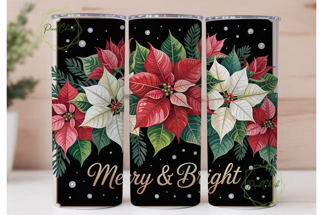 Christmas Poinsettia 20oz Tumbler Wrap Sublimation PixelChick 
