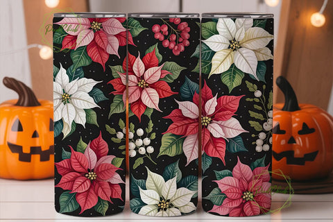 Christmas Poinsettia 20oz Tumbler Wrap Sublimation PixelChick 