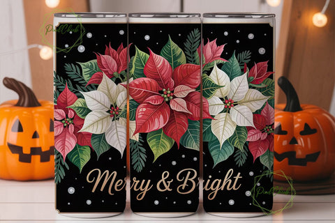 Christmas Poinsettia 20oz Tumbler Wrap Sublimation PixelChick 