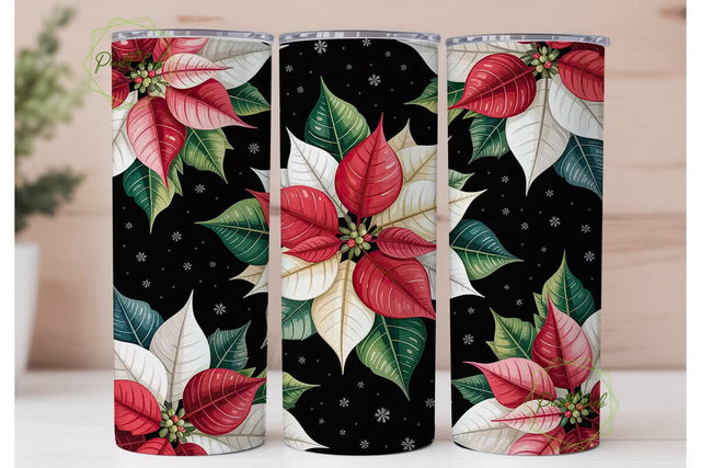 Christmas Poinsettia 20oz Tumbler Wrap Sublimation PixelChick 