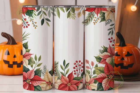 Christmas Poinsettia 20oz Tumbler Wrap Sublimation PixelChick 