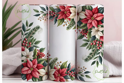 Christmas Poinsettia 20oz Tumbler Wrap Sublimation PixelChick 