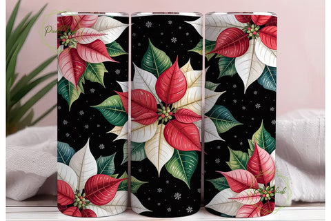 Christmas Poinsettia 20oz Tumbler Wrap Sublimation PixelChick 