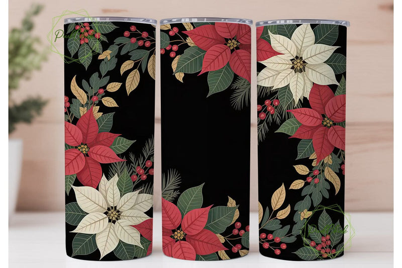 Christmas Poinsettia 20oz Tumbler Wrap Sublimation PixelChick 