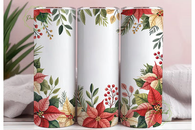 Christmas Poinsettia 20oz Tumbler Wrap Sublimation PixelChick 