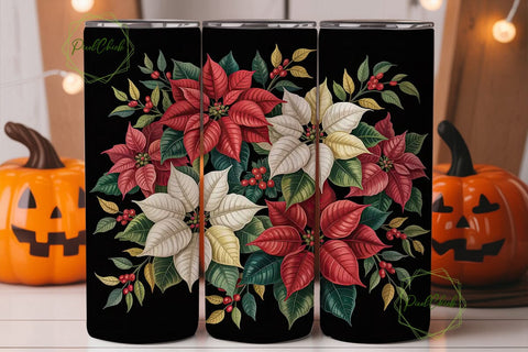 Christmas Poinsettia 20oz Tumbler Wrap Sublimation PixelChick 