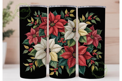 Christmas Poinsettia 20oz Tumbler Wrap Sublimation PixelChick 