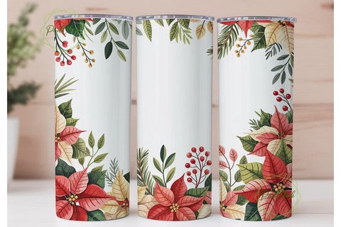 Christmas Poinsettia 20oz Tumbler Wrap Sublimation PixelChick 
