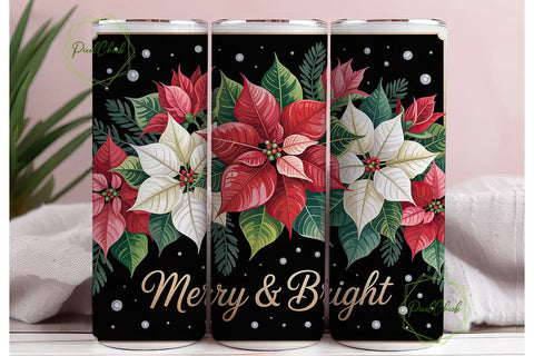 Christmas Poinsettia 20oz Tumbler Wrap Sublimation PixelChick 