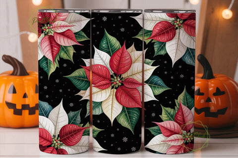 Christmas Poinsettia 20oz Tumbler Wrap Sublimation PixelChick 