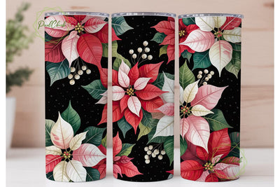 Christmas Poinsettia 20oz Tumbler Wrap Sublimation PixelChick 