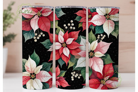 Christmas Poinsettia 20oz Tumbler Wrap Sublimation PixelChick 