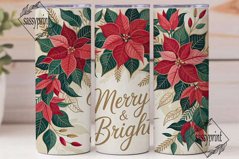 Christmas Poinsettia 20oz Tumbler Wrap Sublimation sassyprint 