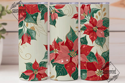 Christmas Poinsettia 20oz Tumbler Wrap Sublimation sassyprint 