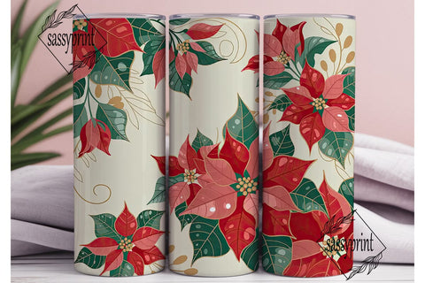 Christmas Poinsettia 20oz Tumbler Wrap Sublimation sassyprint 