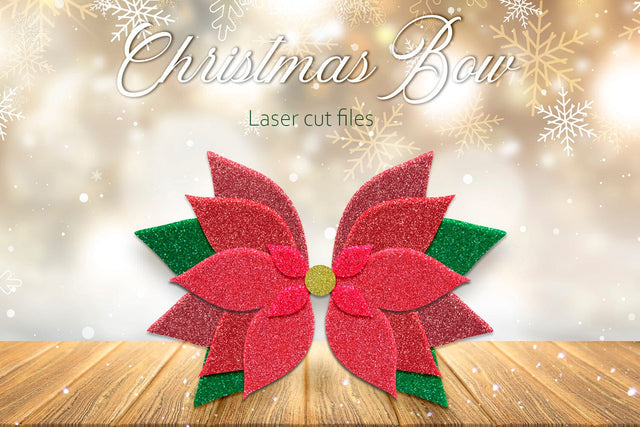 Christmas poinsettia bow svg, Hair bow template 3D Paper AnastasiyaArtDesign 