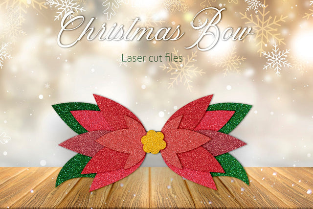 Christmas poinsettia hair bow template svg, Christmas decoration 3D Paper AnastasiyaArtDesign 