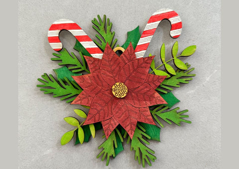 Christmas Poinsettia Layered Ornament, Poinsettia Engraved Laser SVG File SVG Crafting With Brenna 