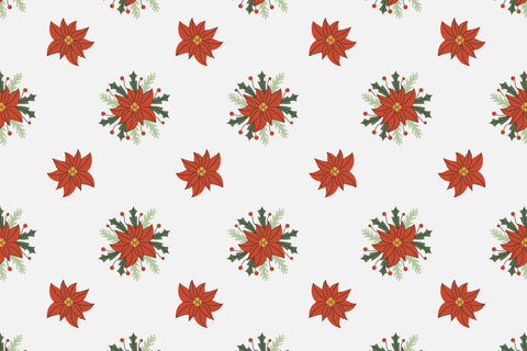 Christmas Poinsettia Seamless Patterns & Digital Papers Digital Pattern Rin Green 