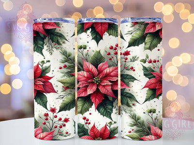 Christmas Poinsettias 20oz Tumbler Wrap Sublimation Design, Straight Tapered Tumbler Wrap, Christmas Flowers Tumbler Png, Instant Digital Download Sublimation SvggirlplusArt 
