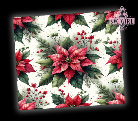 Christmas Poinsettias 20oz Tumbler Wrap Sublimation Design, Straight Tapered Tumbler Wrap, Christmas Flowers Tumbler Png, Instant Digital Download Sublimation SvggirlplusArt 