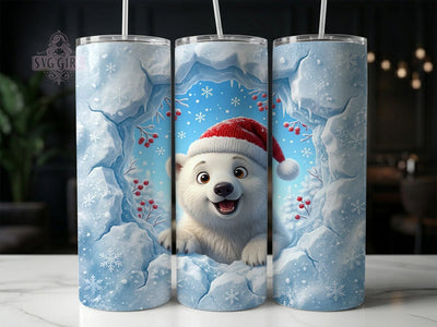 Christmas Polar Bear 20oz Tumbler, Christmas Polar Bear, Polar Bear Tumbler, Christmas Bear PNG, Polar Bear PNG, Winter Polar Bear, Polar Bear Wrap, 20oz Tumbler Wrap Sublimation SvggirlplusArt 