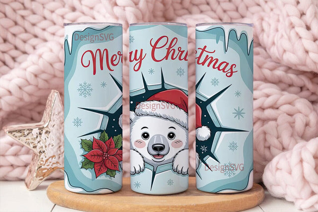 Christmas Polar Bear 20oz Tumbler Wrap Sublimation DesignSVG 