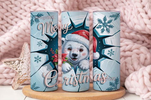 Christmas Polar Bear 20oz Tumbler Wrap Sublimation DesignSVG 