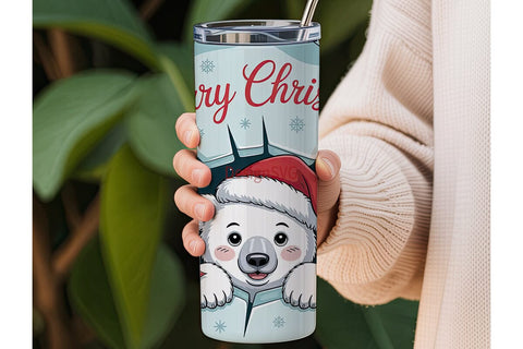 Christmas Polar Bear 20oz Tumbler Wrap Sublimation DesignSVG 