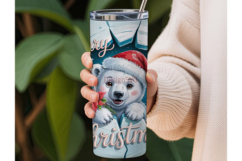 Christmas Polar Bear 20oz Tumbler Wrap Sublimation DesignSVG 