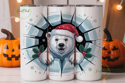 Christmas Polar Bear 20oz Tumbler Wrap Sublimation PixelChick 