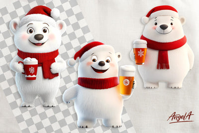 Christmas polar bear clipart, Christmas clipart, cute bear Sublimation Angelina Semenova 