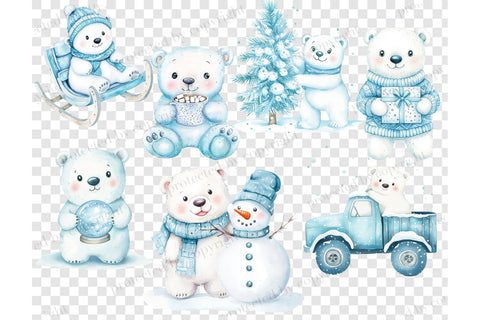 Christmas Polar Bear Clipart | Winter Holiday Animals Bundle SVG GlamArtZhanna 