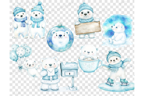 Christmas Polar Bear Clipart | Winter Holiday Animals Bundle SVG GlamArtZhanna 
