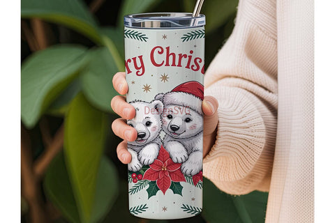 Christmas Polar Bear Cubs 20oz Tumbler Sublimation DesignSVG 