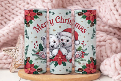Christmas Polar Bear Cubs 20oz Tumbler Sublimation DesignSVG 