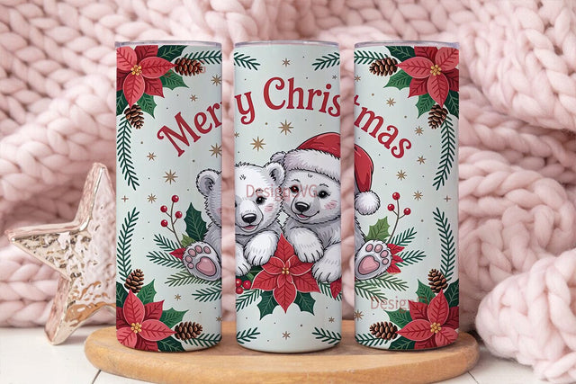 Christmas Polar Bear Cubs 20oz Tumbler Sublimation DesignSVG 