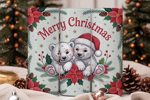 Christmas Polar Bear Cubs 20oz Tumbler Sublimation DesignSVG 