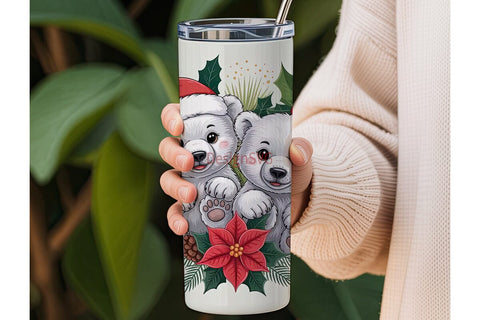 Christmas Polar Bear Cubs 20oz Tumbler Sublimation DesignSVG 