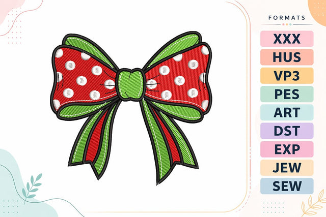 Christmas Polka Dot Bow Embroidery Design Embroidery/Applique DESIGNS sg embroidery 
