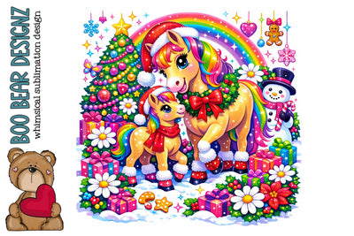 Christmas Pony Clipart Sublimation Boo Bear Designz 