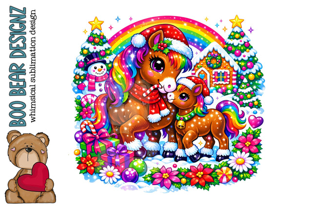 Christmas Pony Family Clipart Sublimation Boo Bear Designz 