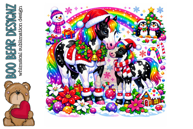 Christmas Pony Family Clipart Sublimation Boo Bear Designz 