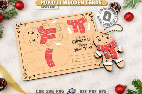 Christmas Pop-Out Cards Laser Cut Bundle | Greeting Cards | 3D Christmas Ornaments | Xmas Characters | CNC Files SVG The T Store Design 