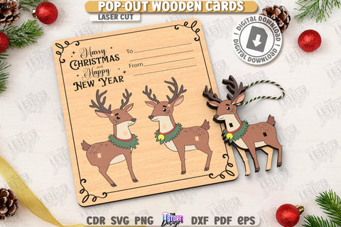 Christmas Pop-Out Cards Laser Cut Bundle | Greeting Cards | 3D Christmas Ornaments | Xmas Characters | CNC Files SVG The T Store Design 