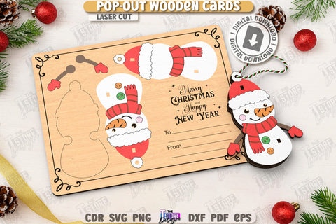 Christmas Pop-Out Cards Laser Cut Bundle | Greeting Cards | 3D Christmas Ornaments | Xmas Characters | CNC Files SVG The T Store Design 