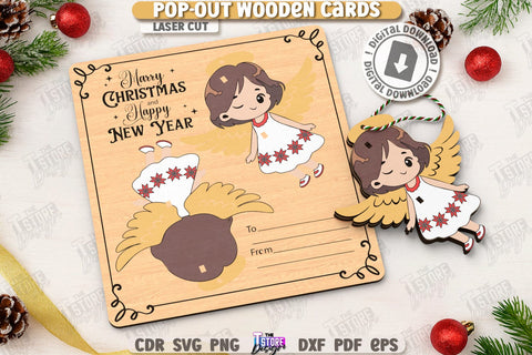 Christmas Pop-Out Cards Laser Cut Bundle | Greeting Cards | 3D Christmas Ornaments | Xmas Characters | CNC Files SVG The T Store Design 