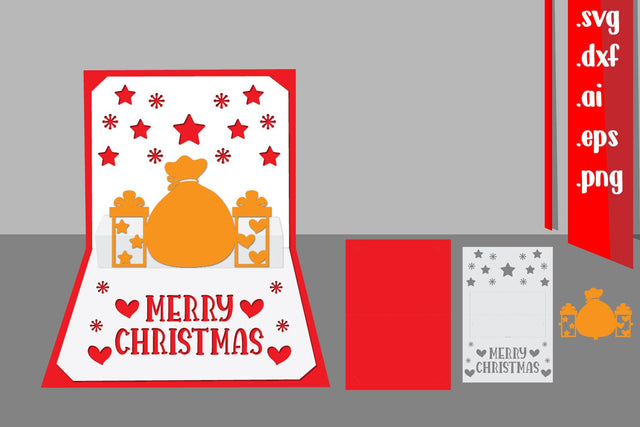 Christmas Pop-Up Card, 3D Christmas Card SVG zafrans studio 