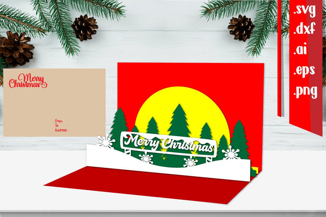 Christmas Pop Up Card 3D Paper zafrans studio 